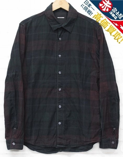 3T4653/リップヴァンウィンクル Wガーゼチェックシャツ ripvanwinkle R14AW-026-NAV