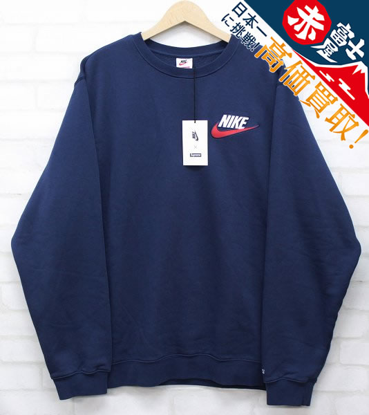 3T3104/Supreme/Nike18AW Crewneck Navy シュプリーム ナイキ クルーネックスウェット XL