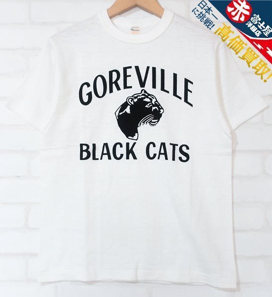 5T1495o【クリックポスト対応】未使用品 ウエアハウス 4601 GOREVILLE BLACK CATS 半袖Tシャツ WAREHOUSE