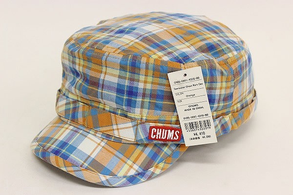 新品 チャムス シアサッカーチェックワークキャップ