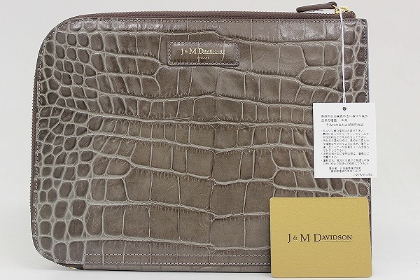 新品 J&M DAVIDSON クロコ型押しクラッチバッグ