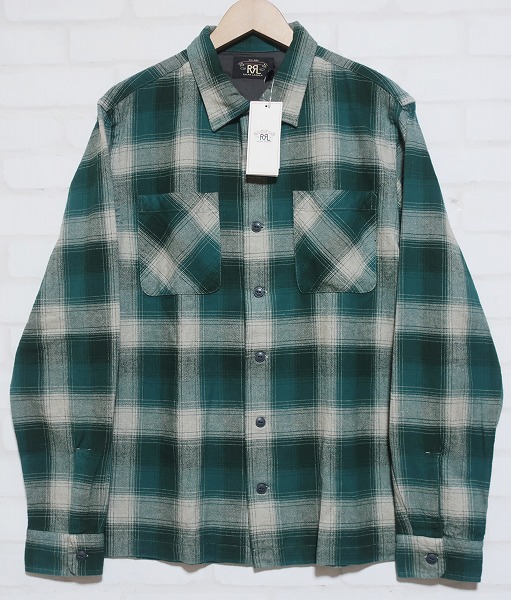 KH5T5875/新品 RRL プラッドブラッシュドキャンプ チェックオープンカラーシャツ