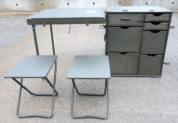 2A0025/米軍 フィールドデスク チェア テーブル デッキコンテナ ボックス 野戦用机 椅子