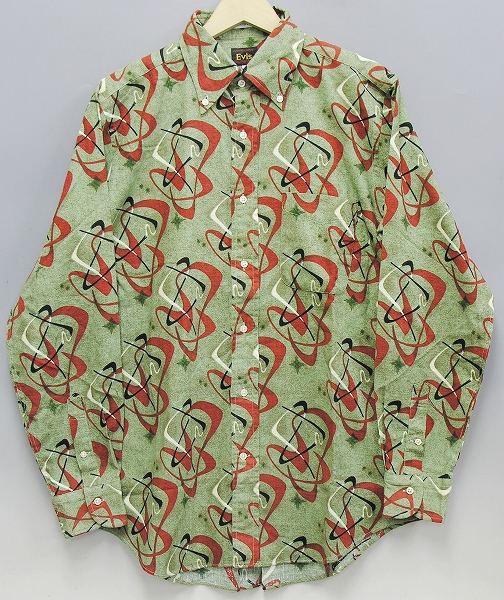 極上 エヴィス 長袖総柄ボタンダウンシャツ evisu